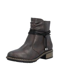 Winterstiefelette Rieker, Damen, Gr. 42, braun (dunkelbraun), Lederimitat, Schuhe Winterstiefelette, Rei&szlig;verschluss-Boots mit Zierkordel und slouchy Schaft