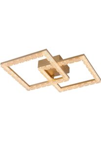 JUST LIGHT LED Deckenleuchte "GLITRA", gold (goldfarben), 1, H: 8cm, 1 Stk., Leuchten, Rahmen drehbar, 3000K Leuchtmittel, Kristallabdeckung, LED Deckenleuchte