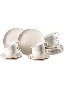 Ritzenhoff & Breker Kaffeeservice RITZENHOFF & BREKER "Cara", beige, 18 Stk., Steinzeug, Geschirr-Sets, Kaffeeservice, aus Steinzeug f&uuml;r 6 Personen