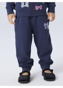 Sweathose name it "NMFOLINIAS NREG PANT SWE BRU PB", M&auml;dchen, Gr. 128, N-Gr, blau (overture), Sweatware, Obermaterial: 60% Baumwolle, 40% Polyester, bedruckt, lang, Hosen Sweathose, Baumwollmischung
