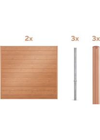 Dichtzaun Alberts "Palitio, Profilh&ouml;he 150 mm", braun (holzdekor hell, zum einbetonieren), H:180cm, Aluminium, Zaunelemente, Dichtzaun, Aluminium, verschiedene Dekore und L&auml;ngen