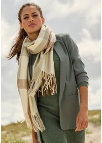 Modeschal Laura Scott, Damen, beige (wollwei&szlig;, braun, gr&uuml;n), Web, Kunstfaser, gemustert, kariert, Modet&uuml;cher Modeschal, im klassischen Karo-Design in modischen Farbekombinationen