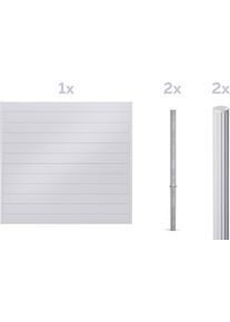 Dichtzaun Alberts "Palitio, Profilh&ouml;he 150 mm", wei&szlig; (wei&szlig;aluminium ral 9006, zum einbetonieren), H:180cm, Aluminium, Zaunelemente, Dichtzaun, Aluminium, verschiedene Dekore und L&auml;ngen