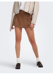 Hosenrock Only "ONLADDI HW FAUX SUEDE SKORT CC PNT", Damen, Gr. 42, braun (soft silt), Web, Obermaterial: 95% Polyester, 5% Elasthan, unifarben, kurz, R&ouml;cke Hosenrock, Materialmix mit Stretch, high waist