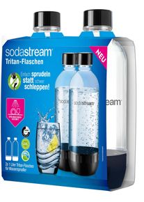 Wassersprudler Flasche SodaStream "DuoPack 2x 1L Tritan-Flasche", transparent, 1.000ml, Kunststoff, Karaffen, Wassersprudler Flasche, Ersatzflaschen f&uuml;r SodaStream Wassersprudler mit PET-Flaschen