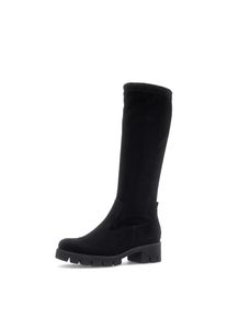 Stiefel Gabor, Damen, Gr. 38, w&auml;rmend, Normalschaft, schwarz, Textil, Veloursleder, unifarben, Schuhe Stiefel, Blockabsatz, Langschaftstiefel mit praktischem Innenrei&szlig;verschluss