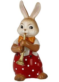 Osterhase GOEBEL "Figur Hase - S&uuml;&szlig;er Fl&ouml;tenspieler", bunt, B:4cm H:8cm T:4cm, Steingut, Dekofiguren, Osterhase, Osterfigur, Dekofigur, Ostern, Osterdekoration