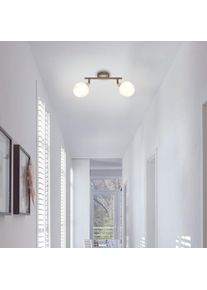 N&Auml;VE Deckenleuchte "Monaco", wei&szlig; (beige), 2, &Oslash; 10cm H: 18cm, 1 Stk., Leuchten, E14, Glasschirm, Holzstrukturdetail auf Sockel und Fassungshalterung, Deckenleuchte
