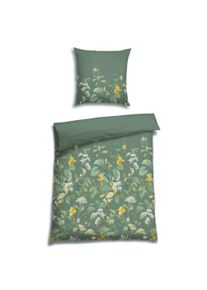 Bettw&auml;sche FLORELLA "Alicee pfau Soft-Touch Satin, 50% Baumwolle, 50% Viskose", gr&uuml;n (pfau), B/L: 135cm x 200cm, 1 Stk., 1 Stk., Satin, B/L: 80cm x 80cm, 2 Stk., Bettw&auml;sche, Bettw&auml;sche