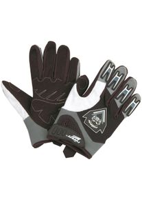 Motorradhandschuhe ROLEFF "RO 59" Gr. XS, silber (schwarz, wei&szlig;, silberfarben), Handschuhe, Kinder, XS, Obermaterial: 100% Polyester, Motorradhandschuhe, verstellbare Weite