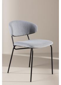Esszimmerstuhl VENTURE HOME "Chico, 2er-Set Esszimmerst&uuml;hle in Boucl&eacute;, abgerundet, 150 kg belastbar", grau (blau, schwarz, hellblau), B:50cm H:79cm T:59cm, Polyester, Polyurethan, Stahl, St&uuml;hle, Esszimmerstuhl, Polsterstuhl, Boucl&eacute;-Bezug, Stahlbeine, abgerundet, modern