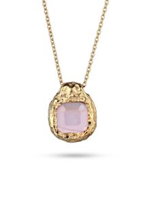Kette mit Anh&auml;nger HAZE & GLORY "Halskette Rechteck Quarz Rosa 925 Sterling Silber" Gr. 45, rosa (gold), Halsketten, Damen, Silber 925 (Sterlingsilber), Kette mit Anh&auml;nger