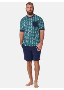 Shorty Jan Vanderstorm "Kurzer Schlafanzug LANFUR", Herren, Gr. XL, dunkelblau gemustert, Homewear-Sets Shorty
