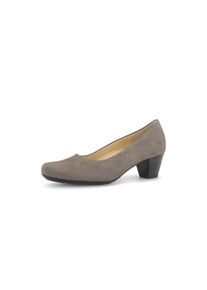 Pumps Gabor, Damen, Gr. 38,5, Leder Textil, taupe, Nubukleder, Schuhe Pumps, Trichterabsatz, Businessschuh in Mokassin-Optik, Weite G (=weit)