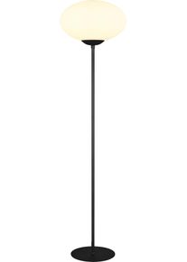 Trio LEUCHTEN Stehlampe "FOMENTO, Stehleuchte mit Glasschirm &Oslash; 40cm, exkl 1x E27 max 40W", schwarz (schwarz matt), 1, &Oslash; 40cm H: 150cm, 1 Stk., Leuchten, Stehleuchte Metall mit Glas Lampenschirm, Glas opalwei&szlig; H&ouml;he 150cm, Stehlampe