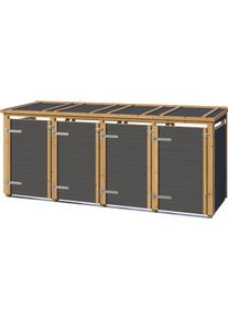 M&uuml;lltonnenbox Weka "Killarney", grau (anthrazit), B:300cm H:127cm T:92cm, Massivholz, Aufbewahrungsboxen, M&uuml;lltonnenbox, Metall pulverbeschichtet, f&uuml;r 4 M&uuml;lltonnen, BxTxH: 300x92x127 cm