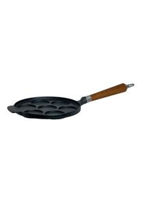 Bratpfanne RONNEBY BRUK "Maestro Minipfannkuchen-Pfanne, &Oslash; 24 cm, mit Holzgriff", schwarz (schwarz, mit buchenholzgriff), B:24cm H:7cm L:51cm, Pfannen, Bratpfanne
