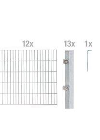Doppelstabmattenzaun Alberts "Grundset", silber (silberfarben), H:100cm, Stahl, Zaunelemente, Doppelstabmattenzaun, H&ouml;he: 80-200 cm, Gesamtl&auml;nge: 4-30 m, zum Einbetonieren