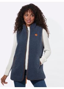 Damen Teddyweste mit Rei&szlig;verschluss in rauchblau ,Gr&ouml;&szlig;e 52, WITT, 100% Polyester