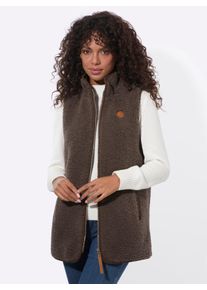 Damen Teddyweste mit Rei&szlig;verschluss in dunkeltaupe ,Gr&ouml;&szlig;e 54, WITT, 100% Polyester