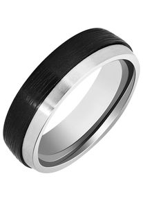 Partnerring Akzent "Urban Vows" Silber - Schlicht - Nickelfrei- Wasserfest" Gr. 58, schwarz (bicolor58), Fingerringe, Damen, 58, Edelstahl, Partnerring