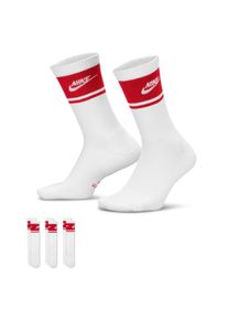 Sportsocken Nike "U NK ED ELVD CRW 3P FTA ST-144", Damen, Gr. M (38/41), wei&szlig; (multi, color3), Obermaterial: 67% Baumwolle, 30% Polyester, 3% Elasthan, Socken Sportsocken, 3er-Pack, Crew-L&auml;nge, Gerippter Schaft