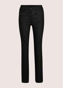 Madeleine Mode Regular-fit-Jeans MADELEINE "Jeans Beschichtete Slim-Jeans mit Nieten", Damen, Gr. 42, schwarz, Modern, slim fit, Jeans Regular-fit-Jeans