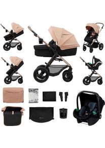 Kombi-Kinderwagen Kinderkraft "MOOV 2 Air 3IN1", Baby, rosa (sandbeige), Stahl, Kinderwagen Kombi-Kinderwagen, mit Luftreifen