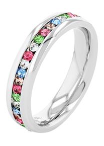 Fingerring Akzent "Colorful, langlebig" Gr. 58, silber (silberfarbig), Fingerringe, Damen, 58, Edelstahl, Fingerring