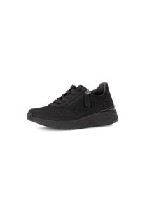 Keilsneaker Gabor, Damen, Gr. 42, Leder Textil, schwarz, Nubukleder, Textil, Schuhe Keilsneaker, Schn&uuml;rschuh, Halbschuh, Freizeitschuh mit Au&szlig;enrei&szlig;verschluss