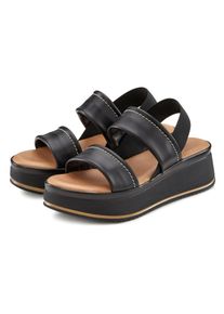 Plateausandaletten Lascana "Sommerschuh, Sandale, Sandalette, offener Schuh, Plateausandale", Damen, Gr. 35, Rindsleder, schwarz, Obermaterial: 100% Rindsleder. Decksohle: 100% Synthetik. Futter: 100% Rindsleder. Laufsohle: 100% Synthetik, unifarben, Schuhe Plateausandaletten, Sandalette aus Leder mit modisch bequemer Plateausohle