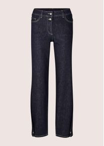 Madeleine Mode Regular-fit-Jeans MADELEINE "Jeans Gerade Jeans mit gekn&ouml;pftem Saum", Damen, Gr. 22, dunkelblau, Modern, gerade, Jeans Regular-fit-Jeans