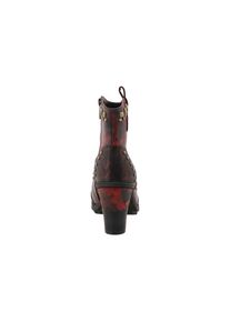 Stiefelette Mustang Shoes "Stiefel", Damen, Gr. 41, Textil, rot (bordeaux multi), Lederimitat, Schuhe Stiefelette, Blockabsatz, Ankleboots mit vielen Nieten besetzt