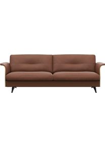 3-Sitzer FLEXLUX "Glow bequem und komfortabel durch hochwertigen Sitzaufbau, Designsofa", braun (old chesnut), B:224cm H:81cm T:91cm, 100% Echteder, Sofas, 3-Sitzer, Skandinavisches Design, In hochwertiger Verarbeitung