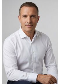 Businesshemd OLYMP "No. Six super slim", Herren, Gr. 43, N-Gr, wei&szlig;, Jersey, Obermaterial: 64% Baumwolle, 27% Polyester, 9% Elasthan, Hemden Businesshemd, Jersey-Hemd, Topseller