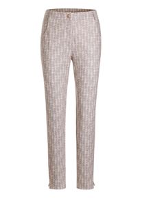 Stoffhose GOLDNER "Jerseyhose BELLA mit Print", Damen, Gr. 46, N-Gr, beige (stein, gemustert), Obermaterial: 89% Polyester PES. 11% Elasthan EL., Hosen Stoffhose, Knopf in Hornoptik