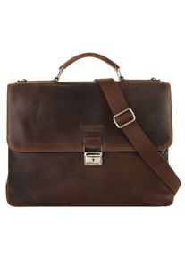 Aktentasche Bugatti "Bugatti Damen, Herren ROMANO echt Leder", Gr. B/H/T: 41cm x 31cm x 13cm onesize, braun, Leder, used, Taschen Aktentasche, echt Leder
