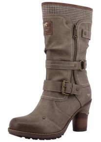 Winterstiefel Mustang Shoes "Palma", Damen, Gr. 41, Normalschaft, beige (taupe), Lederimitat, Textil, used, Schuhe Winterstiefel, Kurzstiefel, Winterstiefel mit w&auml;rmendem Textifutter