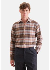 Flanellhemd Seidensticker "Schwarze Rose", Herren, Gr. 3XL (47), normale &Auml;rmell&auml;ngen, braun, Hemden Flanellhemd, Regular 1/1 Kentkragen Karo