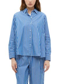 Hemdbluse s.Oliver, Damen, Gr. 40, blau (cobalt stripe), Web, Obermaterial: 100% Baumwolle, gestreift, relaxed fit normal, Manschette, Blusen Hemdbluse, mit Streifen Muster