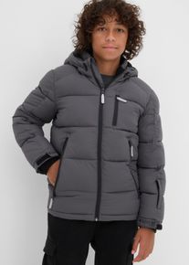 Winterjacke bonprix, Jungen, Gr. 176/182, grau (schiefergrau), Steppware, Obermaterial: 100% Polyester. Kapuzenfutter: 100% Polyester. &Auml;rmelfutter: 100% Polyester, regular fit h&uuml;ftbedeckend, Rundhals, Jacken Winterjacke, mit Kapuze und Fleece, h&uuml;ftbedeckend, Regular Fit, f&uuml;r Jungen
