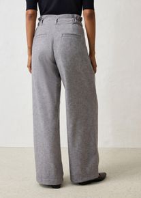Bundfaltenhose BONPRIX, Damen, Gr. 54, N-Gr, schiefergrau meliert, Obermaterial: 50% Wolle, 35% Polyester, 15% Viskose. Futter: 55% Polyester, 45% Viskose, loose fit, Hosen Bundfaltenhose, mit Wollanteil, weiche, weite Ausf&uuml;hrung, Loose Fit, eleganter Stil