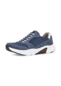 Slip-On Sneaker Gabor, Herren, Gr. 10,5 (45), Mesh, blau (blau, wei&szlig;), Mesh, Veloursleder, Schuhe Slip-On Sneaker, Freizeitschuh, Slipper mit Kontrastbesatz an der Ferse, G-Weite