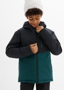 Winterjacke BONPRIX, Jungen, Gr. 176/182, schwarz (tiefgr&uuml;n, schwarz), Obermaterial: 100% Polyester. Besatz: 95% Polyester, 5% Elasthan. Futter: 100% Polyester, regular fit, Jacken Winterjacke, f&uuml;r Jungen, Regular Fit, sportlicher Stil, aus Polyester