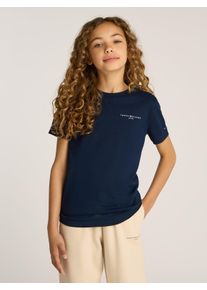 T-Shirt Tommy Hilfiger "MINI CORP T-SHIRT", Jungen, Gr. 3 (98), blau (schwarz night navy), Jersey, Obermaterial: 100% Baumwolle, unifarben, normal, Rundhals, abgesteppt, Shirts T-Shirt, in Unifarbe