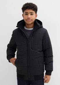 Steppjacke bonprix, Jungen, Gr. 176/182, schwarz, Obermaterial: 100% Polyester. Futter: 100% Polyester. Wattierung: 100% Polyester, Jacken Steppjacke, f&uuml;r Jungen, mit Stehkragen