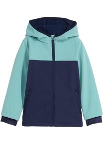 Softshelljacke BONPRIX, Jungen, Gr. 104/110, bunt (dunkelblau, hellt&uuml;rkis), Obermaterial: 92% Polyester, 8% Elasthan, Jacken Softshelljacke, mit Thermo-Ausstattung, f&uuml;r Jungen, aus Polyester und Elasthan