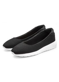 Ballerina Lascana "Freizeitschuh, Slipper, Halbschuh, Slip-On-Sneaker", M&auml;dchen, Gr. 36, Textil, schwarz, Obermaterial: 100% Textilmaterial. Decksohle: 100% Textilmaterial. Futter: 100% Textilmaterial. Laufsohle: 100% Synthetik, unifarben, Schuhe Ballerina, zum Reinschl&uuml;pfen, leichte Mesh-Optik VEGAN