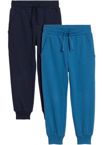 Jogginghose bonprix, Jungen, Gr. 128/134, N-Gr, blau (blaugr&uuml;n, dunkelblau), Obermaterial: 60% Baumwolle, 40% Polyester, regular fit, Hosen Jogginghose, im Doppelpack, aus Baumwolle und Polyester, Regular Fit, f&uuml;r Kinder