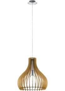 Eglo H&auml;ngeleuchte "Tindori Pendelleuchte, Vintage, E27, H&auml;ngeleuchte aus Stahl und Holz", beige (silberfarben), 1, &Oslash; 38cm H: 130cm, 1 Stk., Leuchten, H&auml;ngeleuchte - H130 x &Oslash;38 cm - nickel-matt - 1X60W exkl., H&auml;ngeleuchte